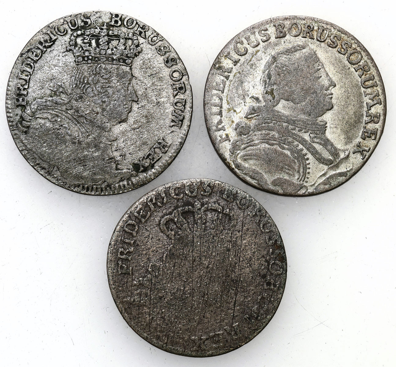 Niemcy, Prusy. Fryderyk II (1740–1786). Szóstak 1757 B, Wrocław i Królewiec, zestaw 3 monet